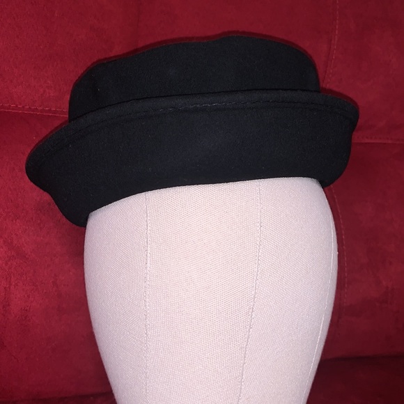 VTG Black Wool Womens Hat Casual Rolled Felt Rim Cap - Picture 2 of 6